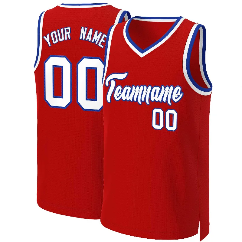 Lightweight basketball jersey for summer games-Custom Red White-Royal Classic Tops Basketball Jersey