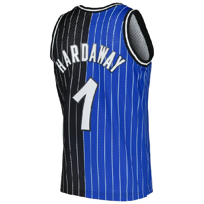 Basketball jersey with vented side panels for comfort-O.Magic #1 Penny Hardaway Mitchell & Ness Hardwood Classics 1994-95 Split Swingman Jersey BlueBlack Stitched American Basketball Jersey