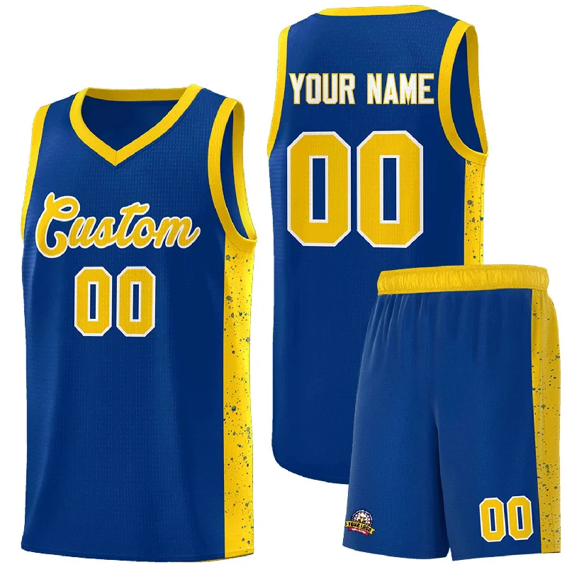 Custom basketball jersey for home games with unique design-Custom Royal Gold-White Side Splash Sports Uniform Basketball Jersey