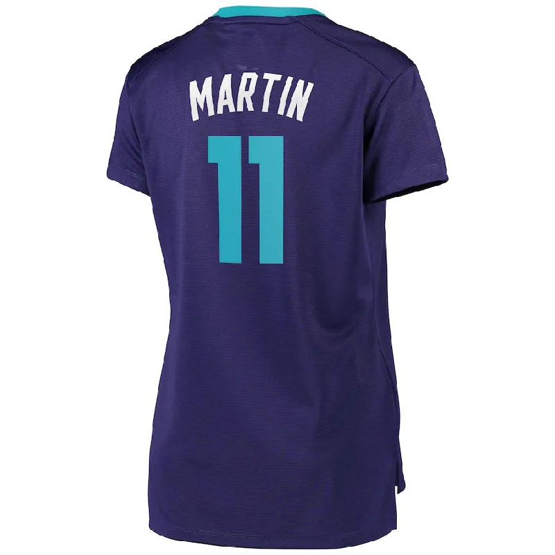 Custom basketball jersey with heat-sealed graphics-C.Hornets #11 Cody Martin Fanatics Branded Women's Fast Break Replica Player Jersey Statement Edition Purple Stitched American Basketball Jersey