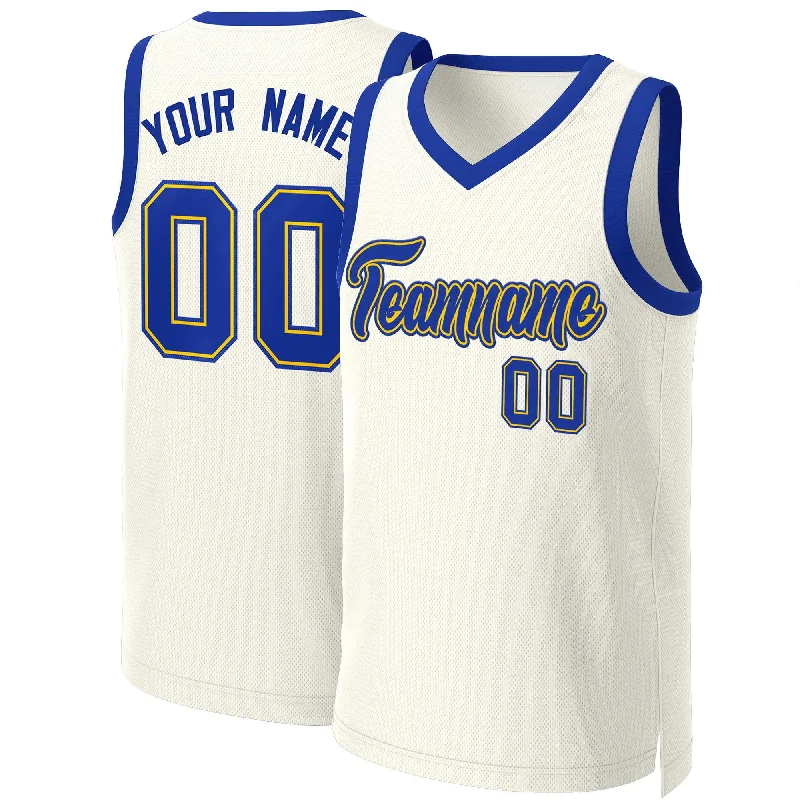 Basketball jersey with moisture-wicking technology-Custom Khaki Royal-Yellow Classic Tops Basketball Jersey