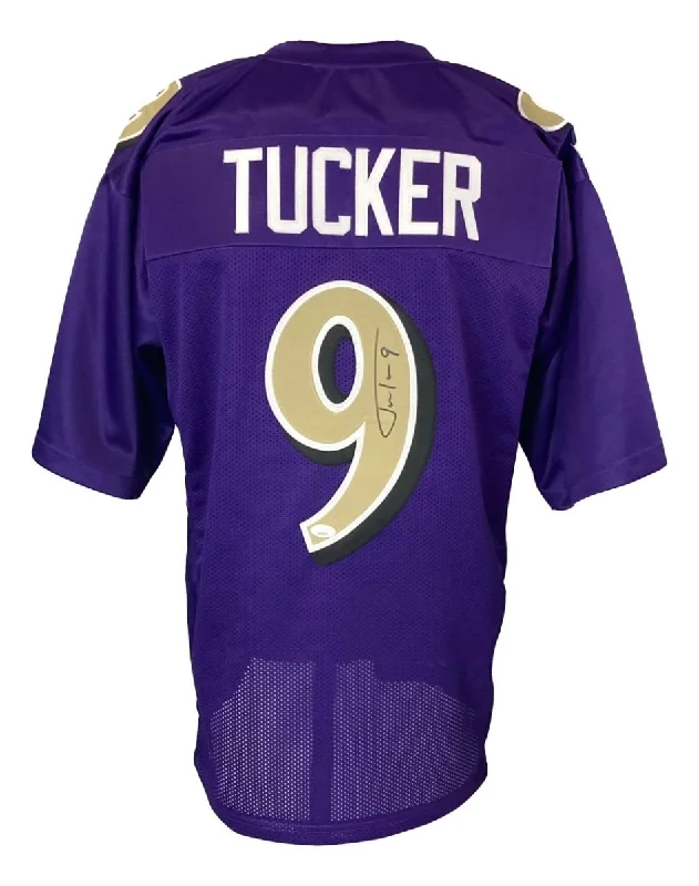 Soccer jersey with long-lasting fabric for durability-Justin Tucker Baltimore Signed Alternate Purple Football Jersey JSA ITP