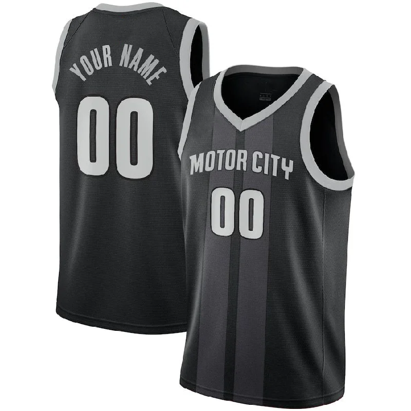 Custom basketball jersey with printed name and number options-Custom D.Pistons 2018-19 Swingman Jersey City Edition Black Statement Edition American Stitched Basketball Jersey