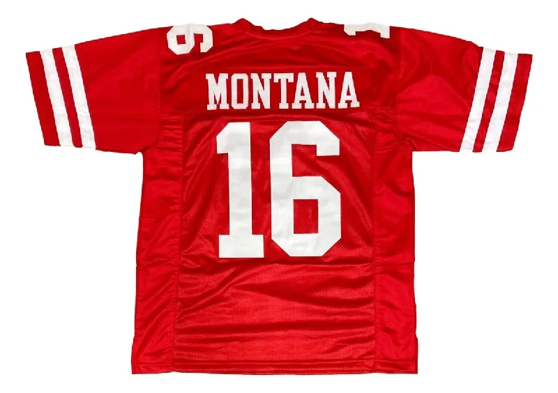 Custom soccer jersey with contrasting sleeves for style-Joe Montana San Francisco Red Football Jersey