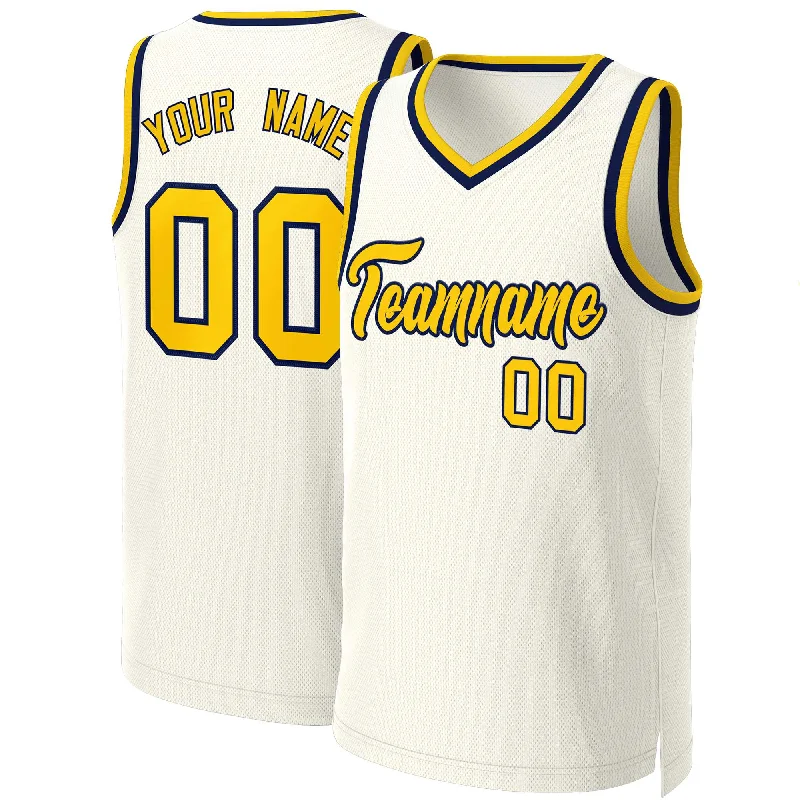 High-quality basketball jersey for youth leagues-Custom Khaki Yellow-Navy Classic Tops Basketball Jersey