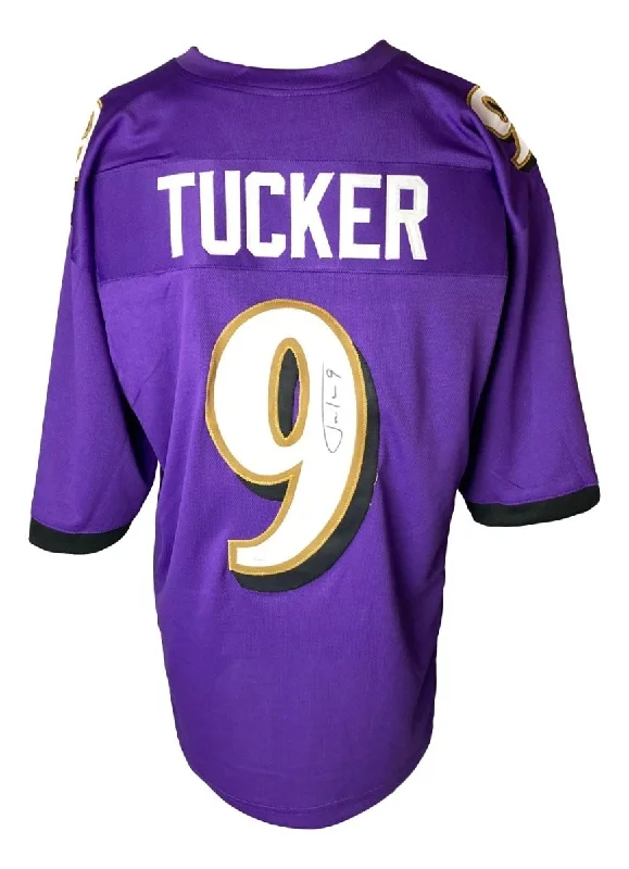 Custom soccer jersey for charity fundraising events-Justin Tucker Baltimore Signed Purple Football Jersey JSA ITP