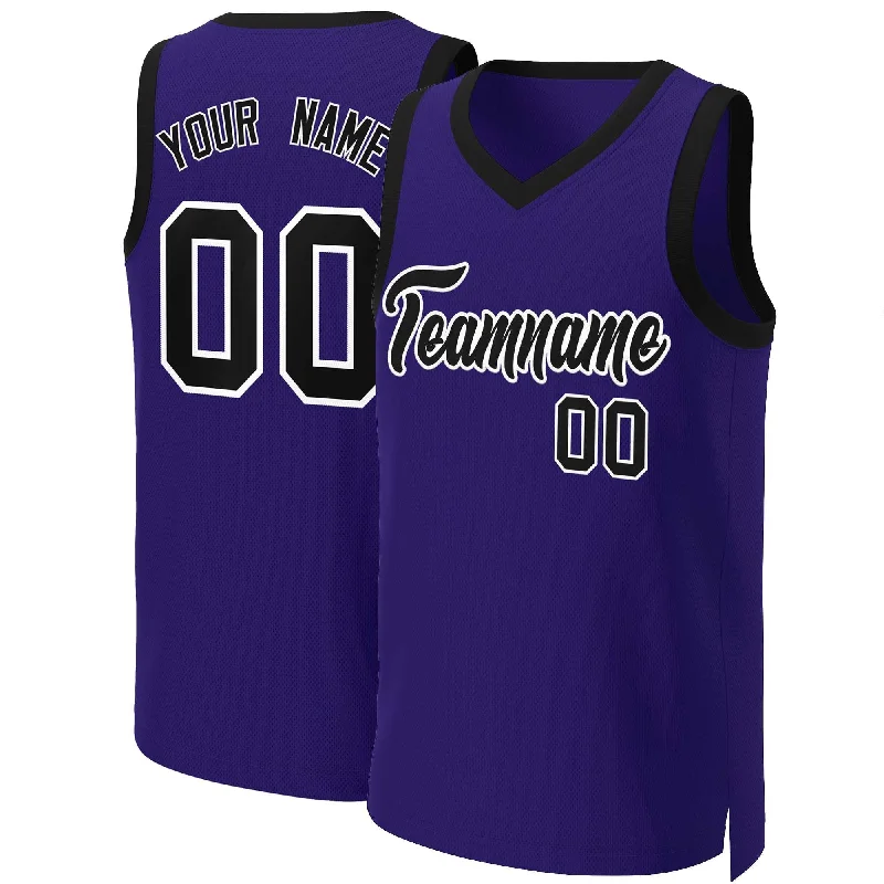 Custom basketball jersey for college basketball teams-Custom Purple Black-White Classic Tops Basketball Jersey