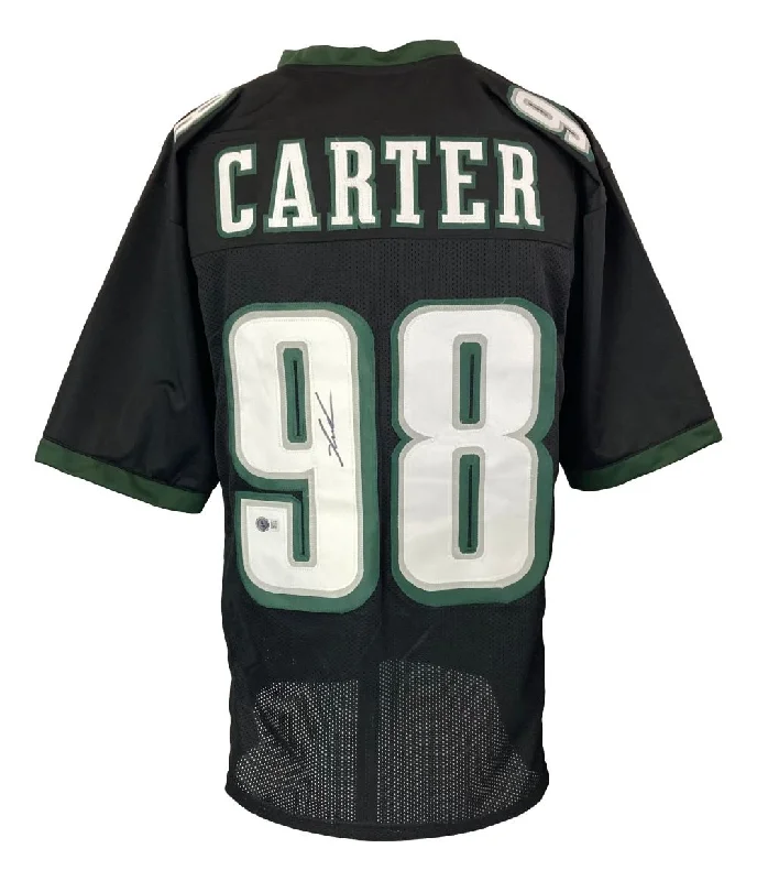 Custom soccer jersey for team pride and spirit-Jalen Carter Philadelphia Signed Black Football Jersey BAS