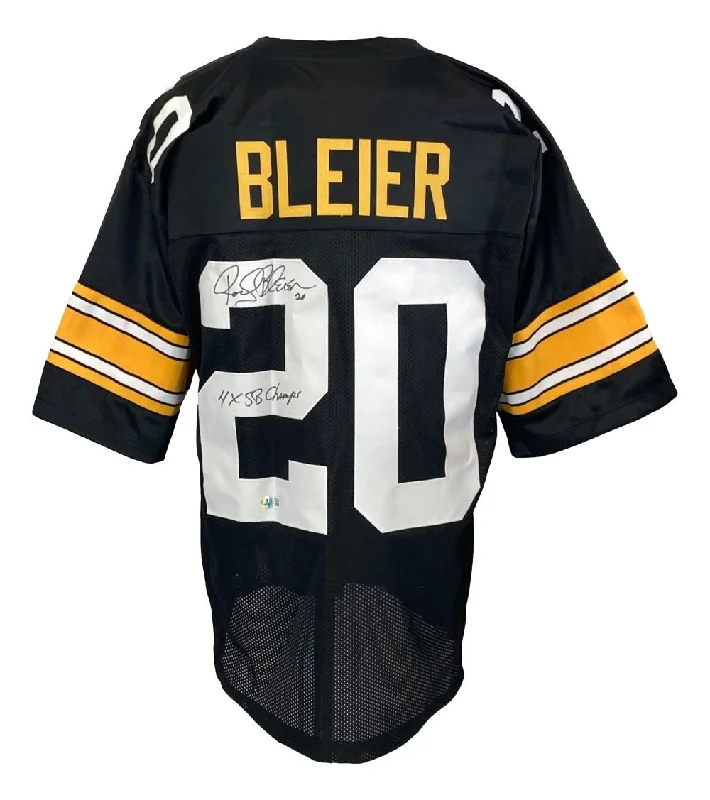 Personalized soccer jersey for school leagues-Rocky Bleier Pittsburgh Signed Black Football Jersey 4X SB Champs BAS ITP