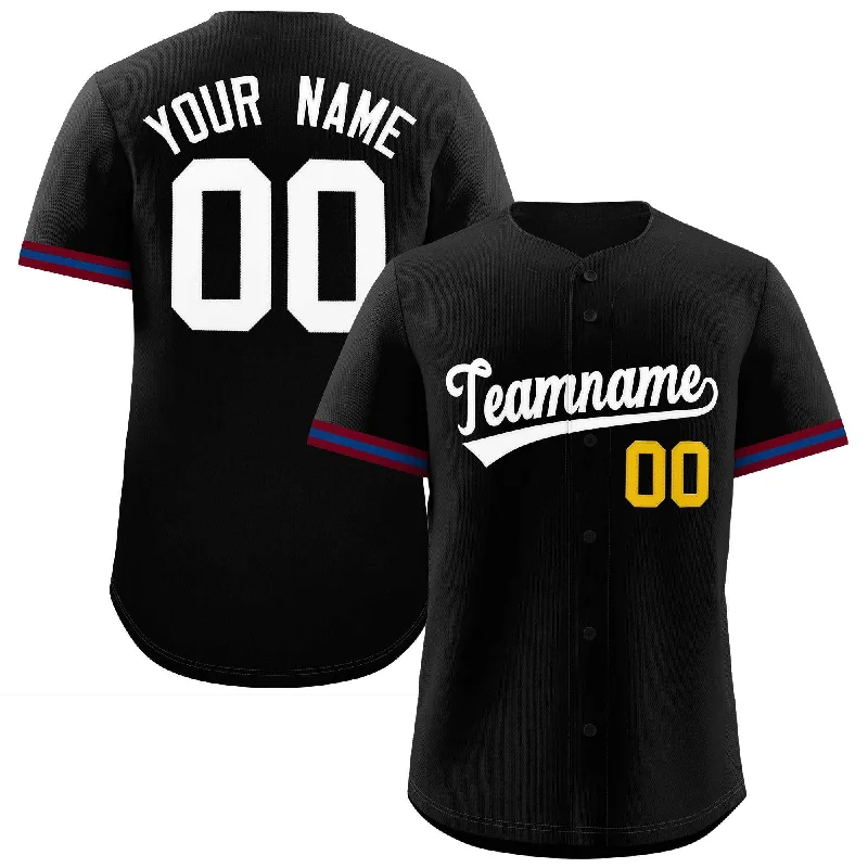 Classic baseball jersey with iconic team designs-Custom Black White Full Button Design Authentic Baseball Jersey