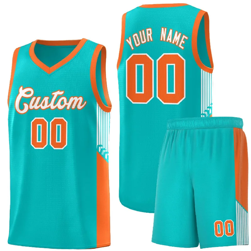 Authentic basketball jersey for fans-Custom Green White-Orange Side Stripe Fashion Sports Uniform Basketball Jersey