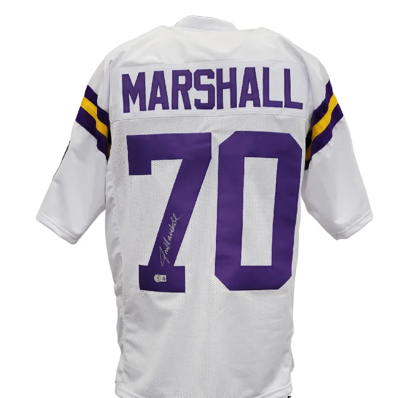 Soccer jersey with long sleeves for extra warmth-Jim Marshall Signed Custom White Football Jersey