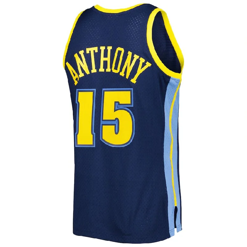 Basketball jersey for fans with team logos-D.Nuggets #15 Carmelo Anthony Mitchell & Ness 2006-07 Hardwood Classics Swingman Jersey Navy Stitched American Basketball Jersey