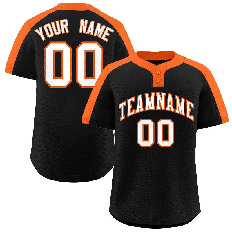 Baseball jersey for kids with team design-Custom Black White-Orange Classic Style Authentic Two-Button Baseball Jersey