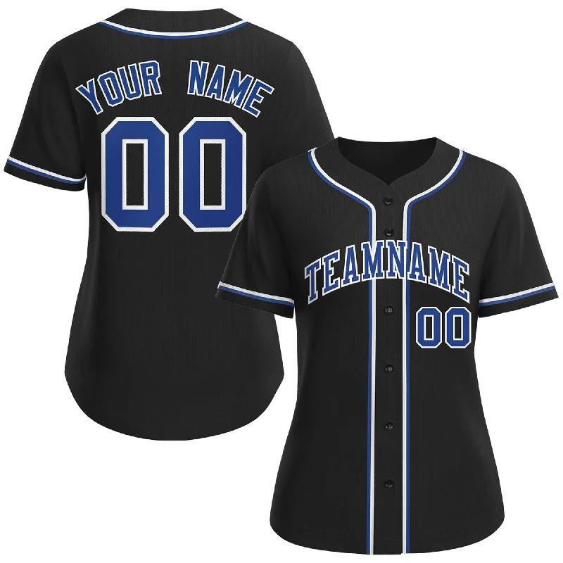 Baseball jersey with breathable design for hot weather-Custom Black Royal-White Classic Style Baseball Jersey For Women