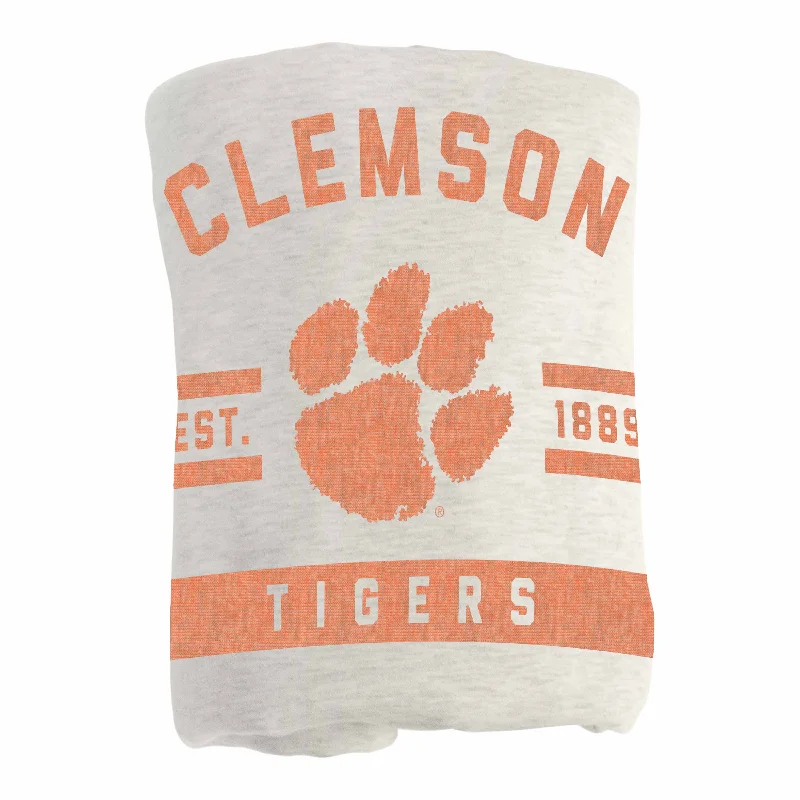 Official team logo home textiles for supporters-Clemson Oatmeal Sweatshirt Blanket