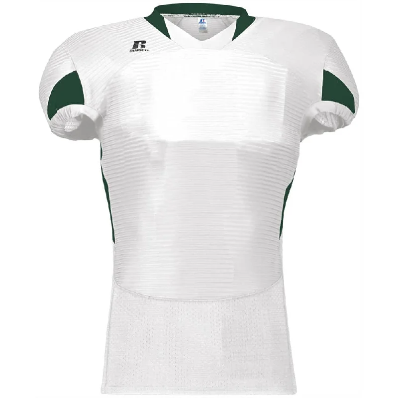 Rugby jerseys for fun runs and events-Russell Waist Length White-Green Football Jersey