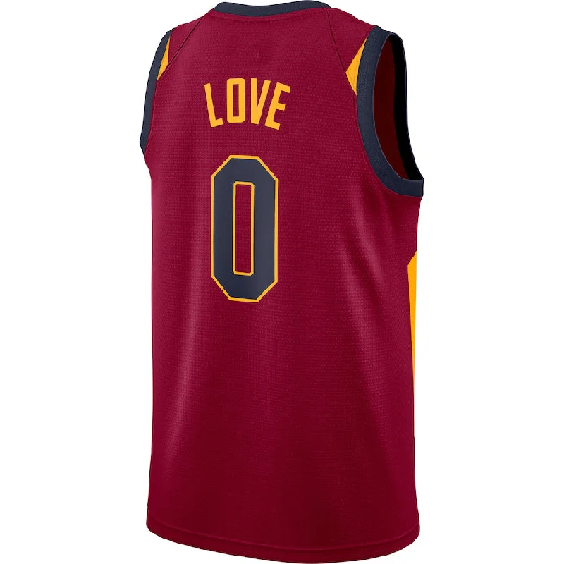 Custom basketball jersey with bold graphic designs-C.Cavaliers #0 Kevin Love Swingman Jersey Maroon Wine Icon Edition Stitched American Basketball Jersey