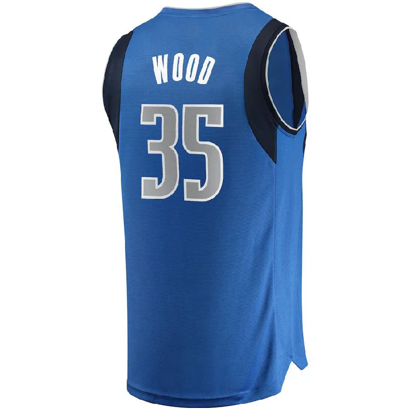 Basketball jersey with stretchable fabric for better mobility-D.Mavericks #35 Christian Wood Fanatics Branded Fast Break Replica Jersey Icon Edition Blue Stitched American Basketball Jersey