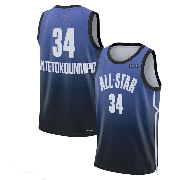 Retro basketball jerseys for collectors-#34 Giannis Antetokounmpo 2023 All-Star Game Swingman Jersey - Blue Stitched American Basketball Jersey