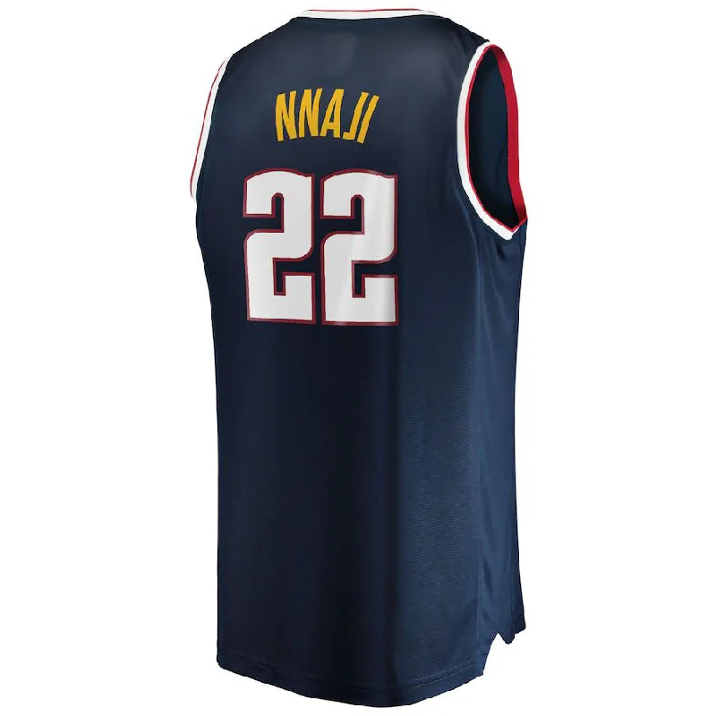 Basketball jersey for high-performance players with added comfort-D.Nuggets #22 Zeke Nnaji Fanatics Branded 2021-22 Fast Break Replica Jersey Icon Edition Navy Stitched American Basketball Jersey