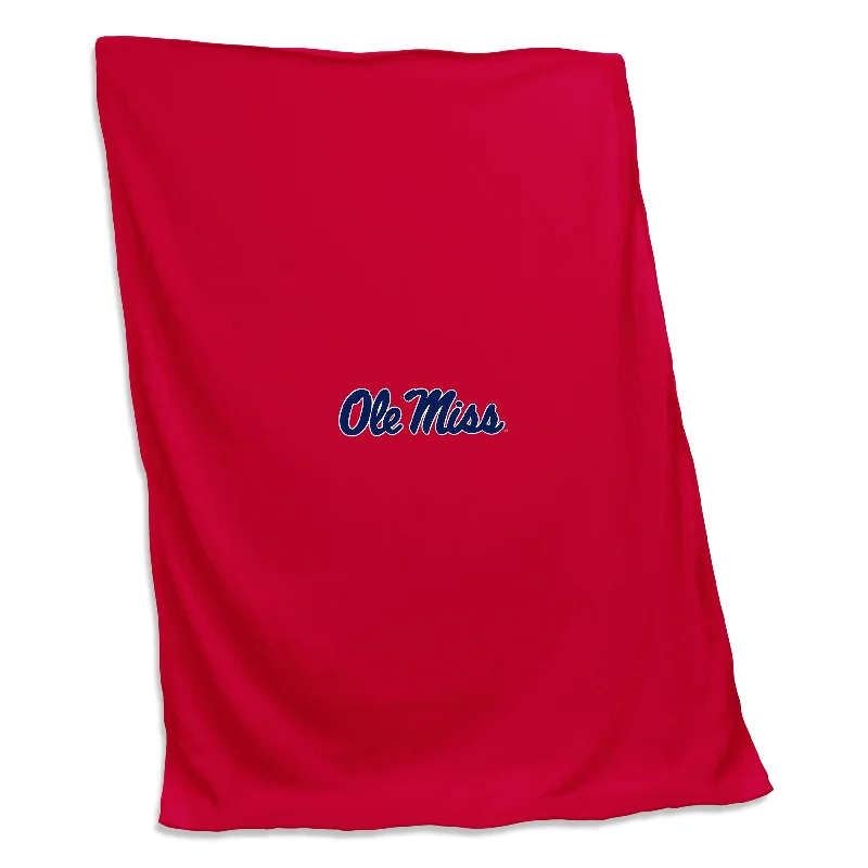 Soft team throws for couch and living room-Ole Miss Red Screened Sweatshirt Blanket