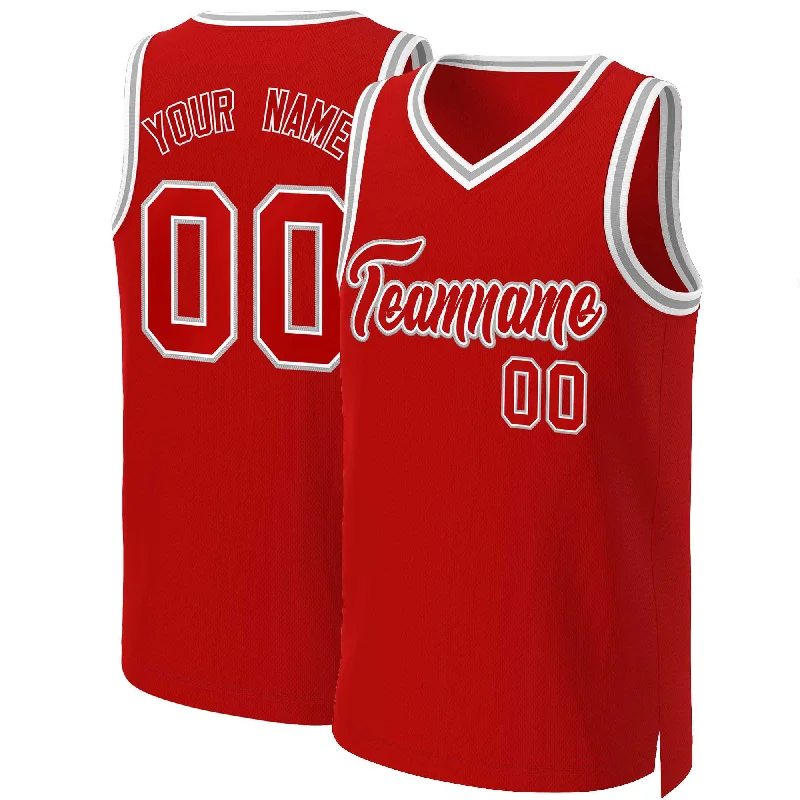 Custom basketball jersey for teams-Custom Red Red-White Classic Tops Basketball Jersey