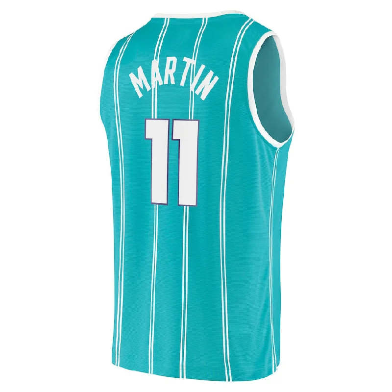 Basketball jersey for tournaments with custom logos-C.Hornets #11 Cody Martin Fanatics Branded 2020-21 Fast Break Replica Jersey Icon Edition Teal Stitched American Basketball Jersey