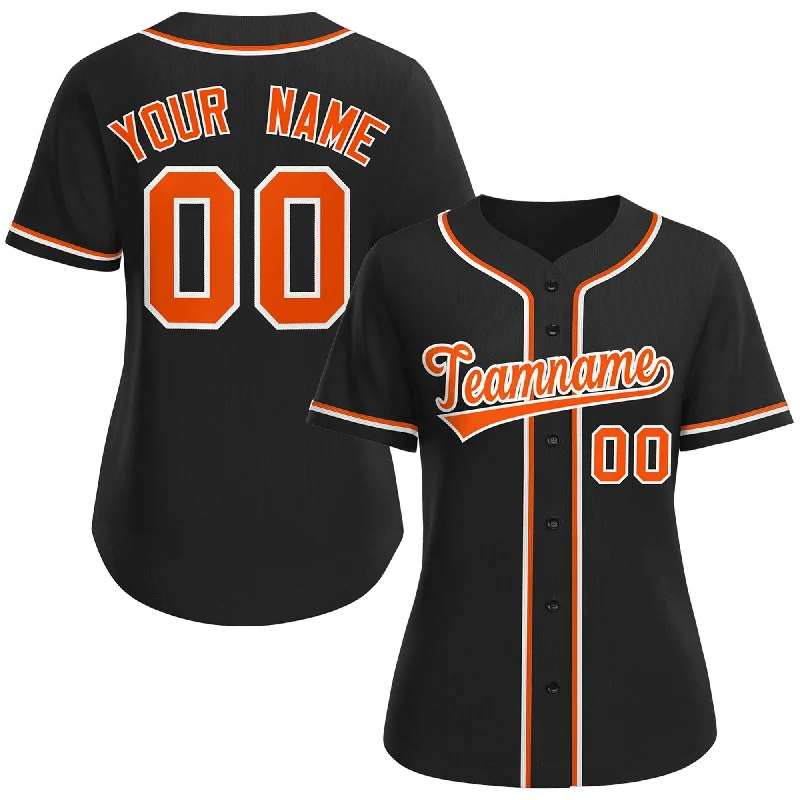 Baseball jersey for charity games and fundraising events-Custom Black Orange-White Classic Style Baseball Jersey For Women