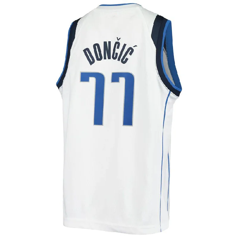 Custom basketball jersey for senior night and graduations-D.Mavericks #77 Luka Doncic Swingman Player Jersey White Association Edition Stitched American Basketball Jersey