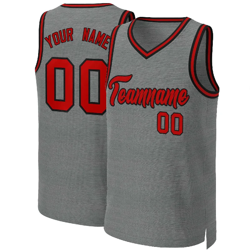 Basketball jersey for high school teams-Custom Dark Gray Red-Black Classic Tops Basketball Jersey