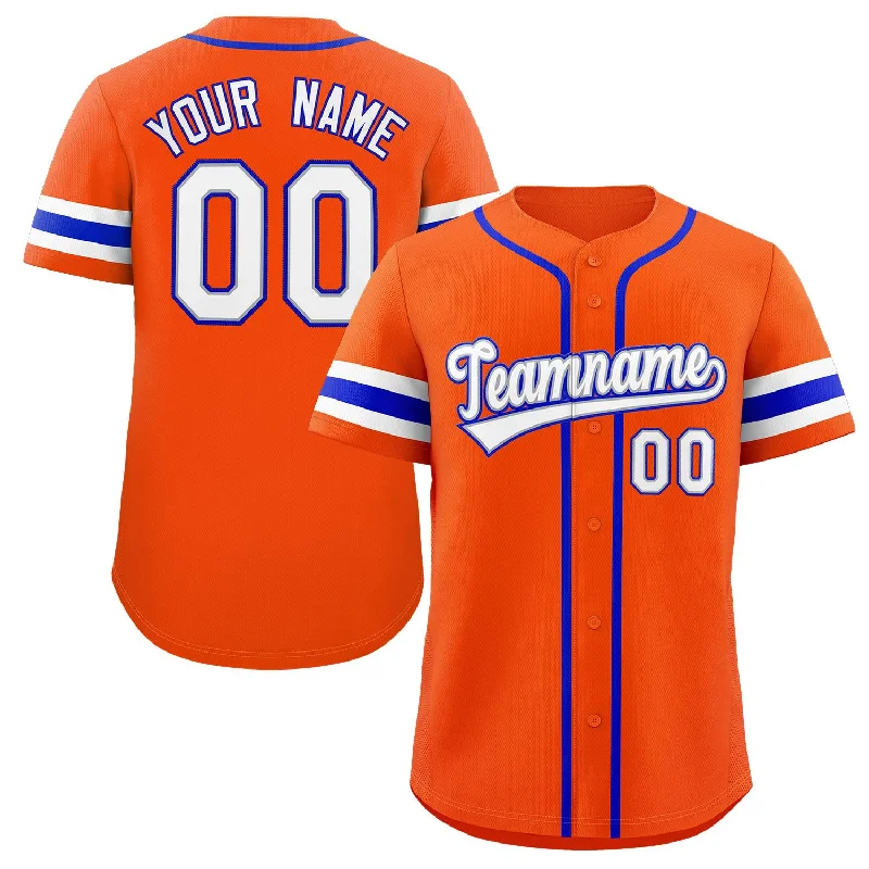 Baseball jersey with added durability for heavy play-Custom Orange White-Royal Classic Style Authentic Baseball Jersey