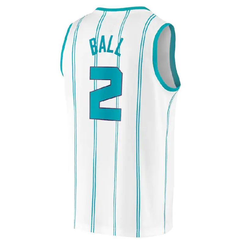 Custom basketball jersey for amateur leagues-C.Hornets #2 LaMelo Ball Fanatics Branded 2020-21 Fast Break Replica Player Jersey Association Edition White Stitched American Basketball Jersey