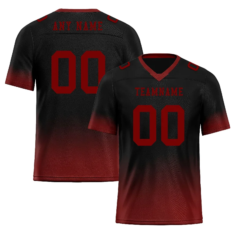 Personalized soccer jersey with name and number-Custom Black Red Fade Fashion Personalized Authentic Football Jersey FBJ02-D06082