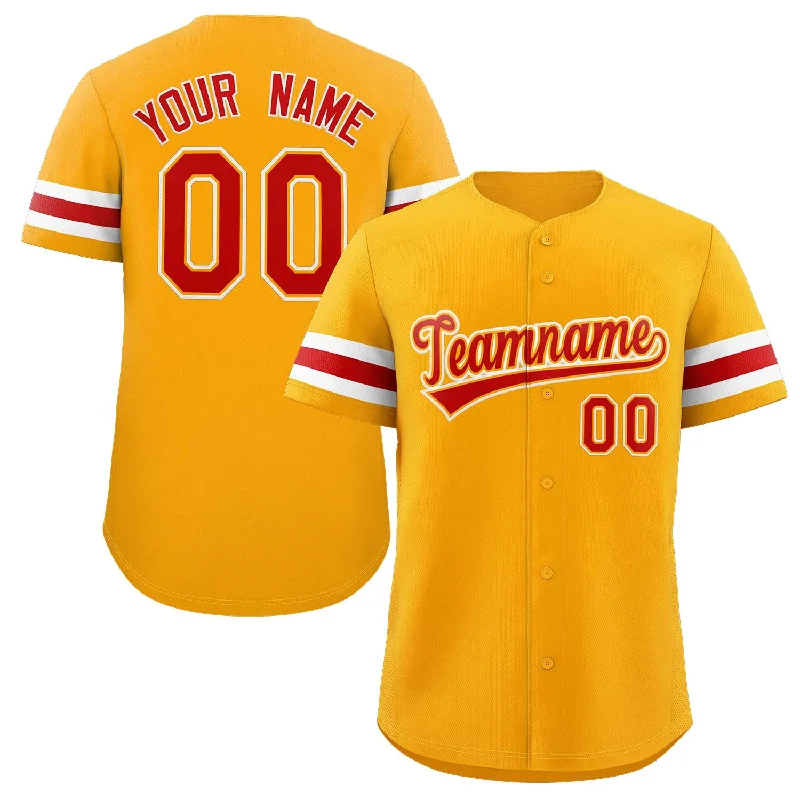 Custom baseball jersey for charity sports events-Custom Yellow Red-White Classic Style Authentic Baseball Jersey