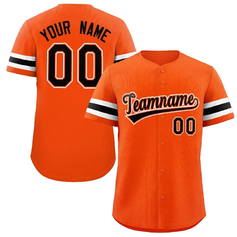 Custom baseball jersey with sponsor logos and patches-Custom Orange Black-White Classic Style Authentic Baseball Jersey