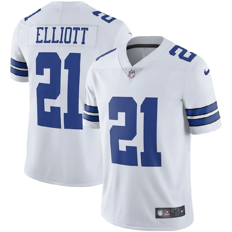 Soccer jersey for practice sessions with flexible material-Ezekiel Elliott Dallas Cowboys White Nike Game Replica Football Jersey