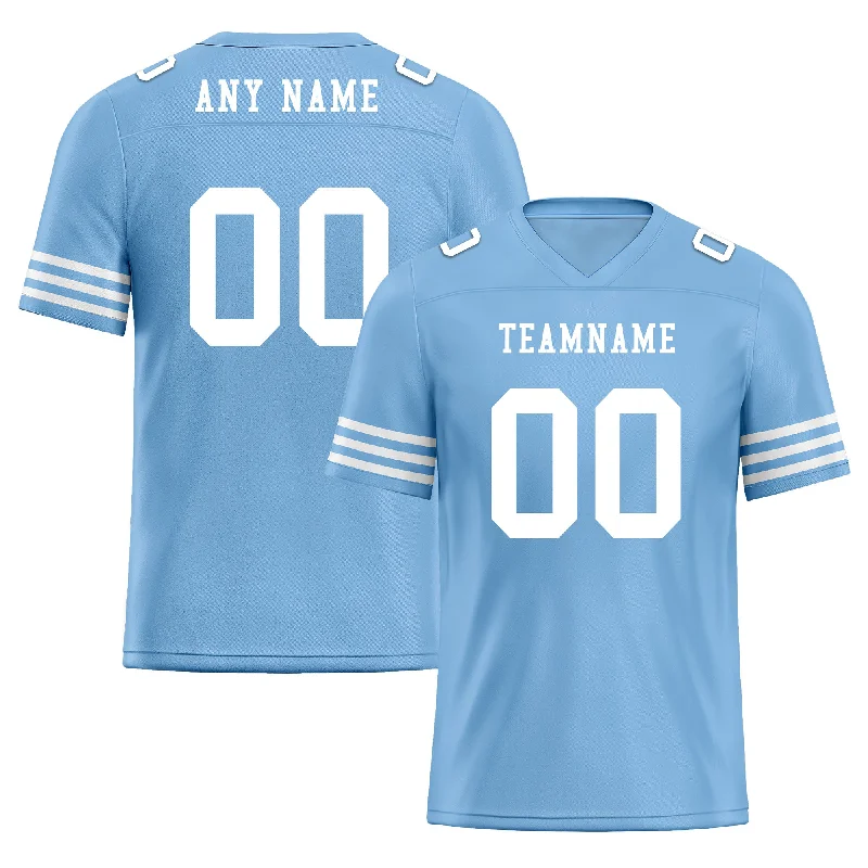 Soccer jersey for fans with team logos-Custom Blue White Striped Sleeves Personalized Authentic Football Jersey FBJ02-D06037