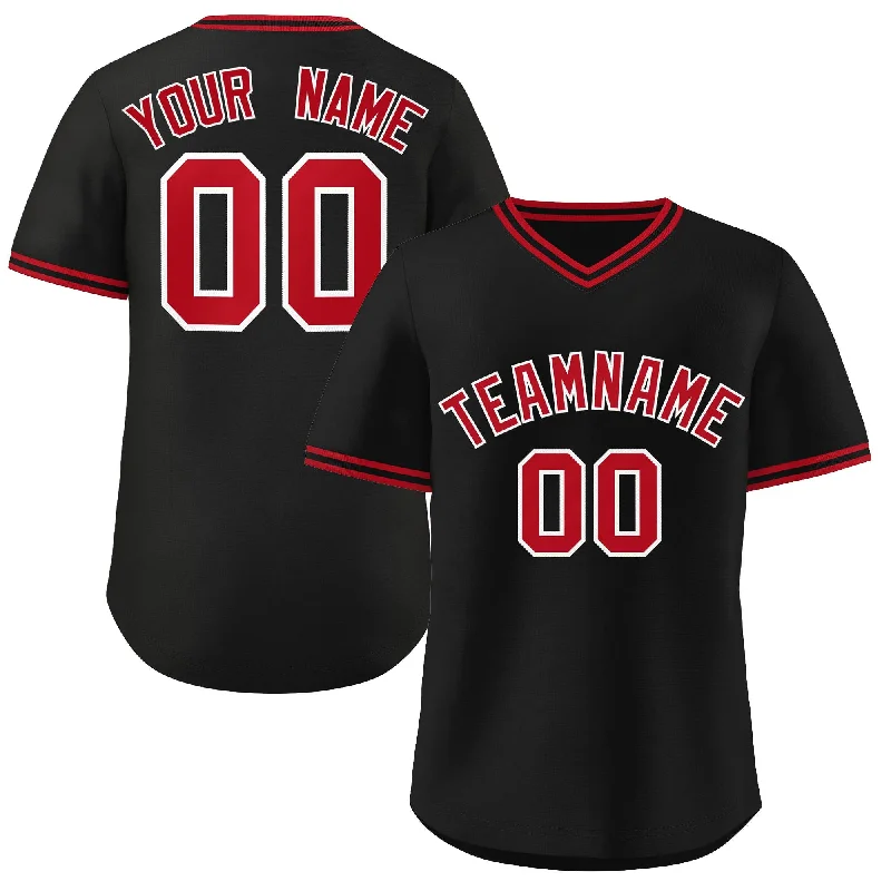 Custom baseball jersey for club teams and amateur leagues-Custom Black Red-Black Classic Style Personalized Authentic Pullover Baseball Jersey