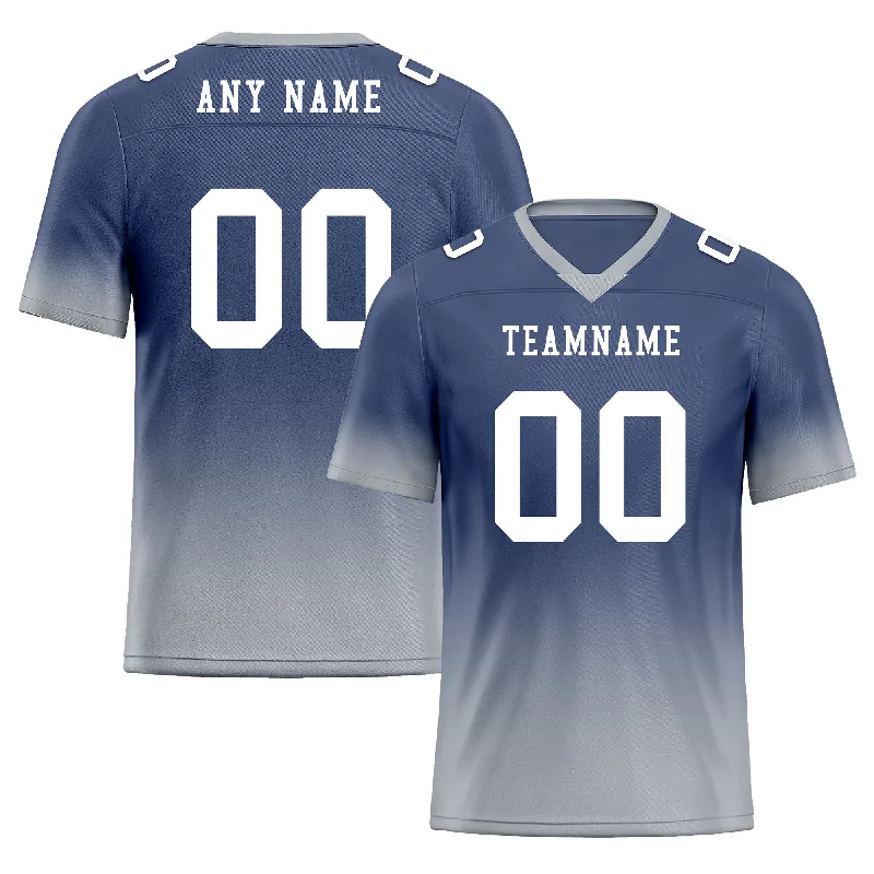 Custom soccer jersey with player details for special events-Custom Gray Blue Fade Fashion Personalized Authentic Football Jersey FBJ02-D06109