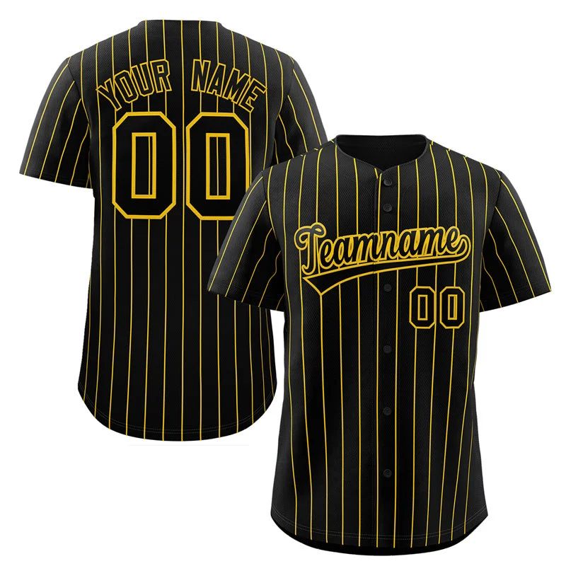 Baseball jersey with vibrant colors for game day-Custom Black Yellow Stripe Fashion Authentic Baseball Jersey