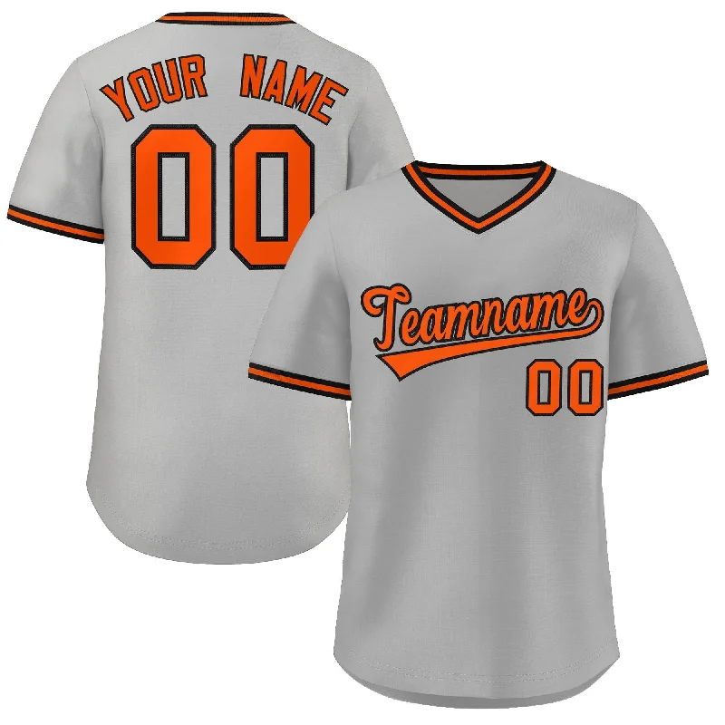 Team baseball jersey with extra padding for protection-Custom Gray Orange Classic Style Outdoor Authentic Pullover Baseball Jersey