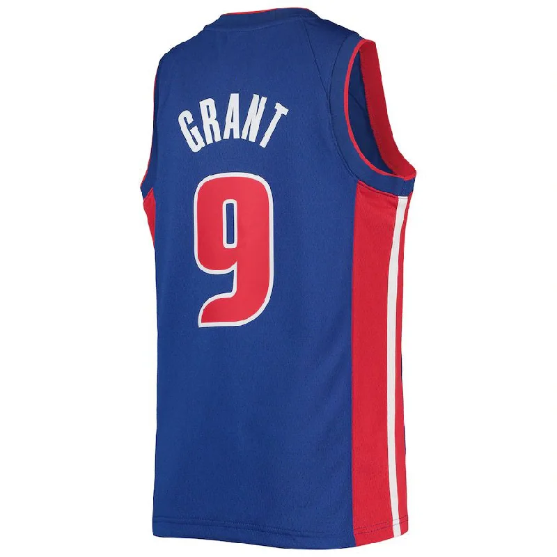 Custom basketball jersey for home games with unique design-D.Pistons #9 Jerami Grant 2021-22 Diamond Swingman Jersey Icon Edition Blue Stitched American Basketball Jersey