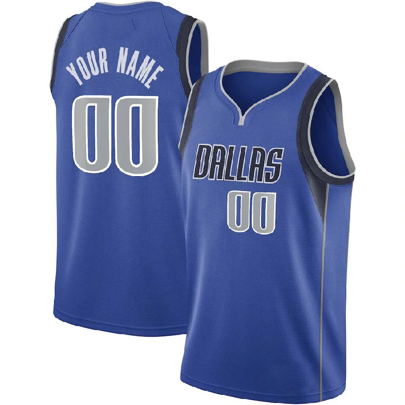 Basketball jersey with player number and sponsor logo-Custom D.Mavericks 2020-21 Swingman Jersey Blue Icon Edition American Stitched Basketball Jersey