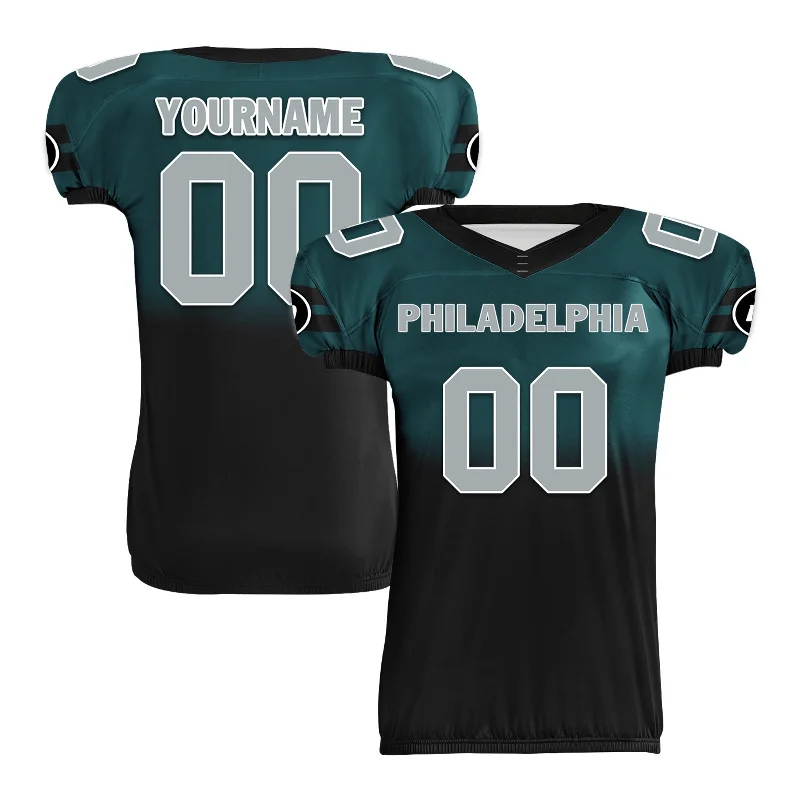 Official rugby jersey for fan merchandise-Custom Green Black Fade Fashion Philadelphia High-Performance American Football Jersey FBJ06-D020252-23