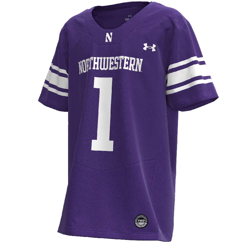 Custom soccer jersey with heat-sealed logos-Northwestern Wildcats Youth Under Armour Purple Replica Football Jersey