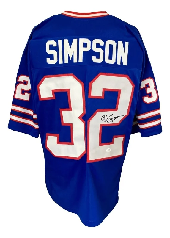 Personalized soccer jersey for community teams-OJ Simpson Buffalo Signed Blue Football Jersey JSA AS06121