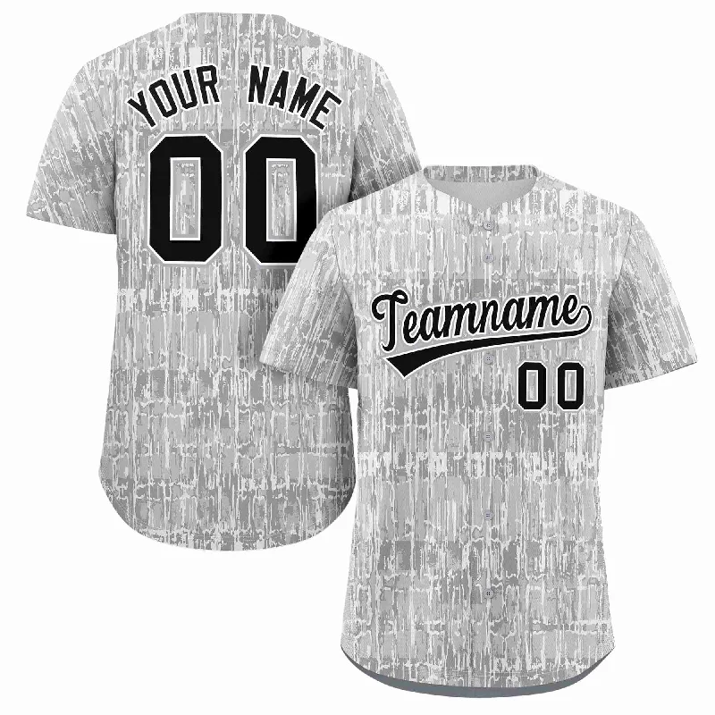 Custom baseball jersey with sublimated graphics-Custom Gray Black Texture Graffiti Pattern Personalized Authentic Baseball Jersey