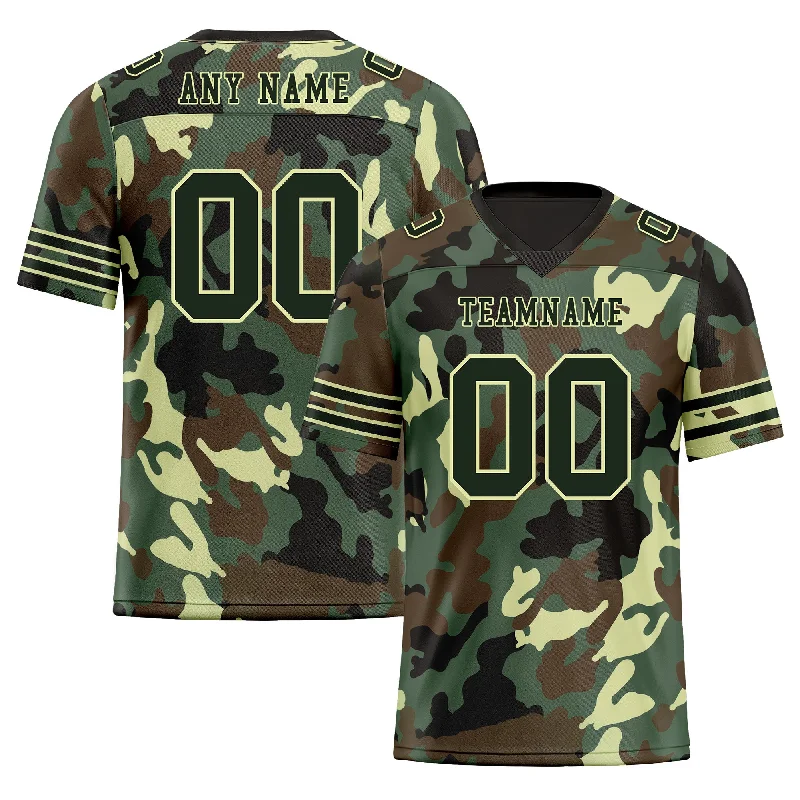 Soccer jersey with signature team logos for fans-Custom Camo Personalized Authentic Football Jersey FBJ02-D06121