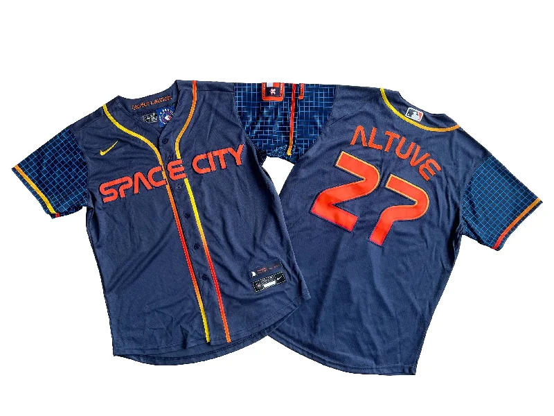 Baseball jersey with team logo for fan apparel-Men's Houston Astros 27# Jose Altuve Navy City Connect Replica Player Jersey